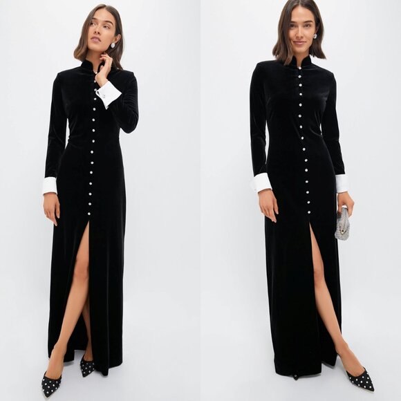 Tuckernuck Dresses & Skirts - Tuckernuck NEW Black Velvet Loretta Long Sleeve Formal Maxi Dress Size S